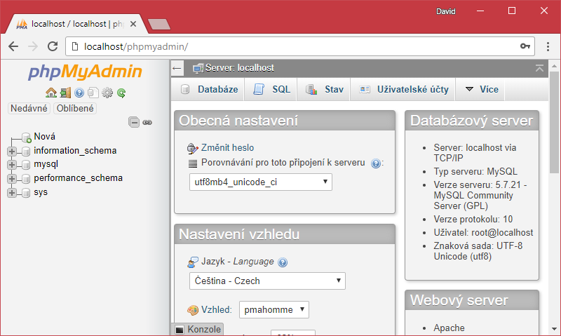 phpMyAdmin - Databázy v PHP pre začiatočníkov