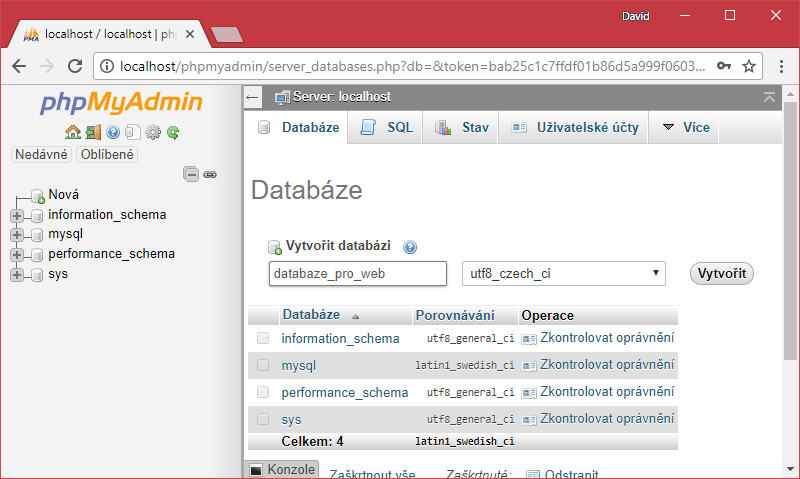 Vytvorenie MySQL databázy - Databázy v PHP pre začiatočníkov