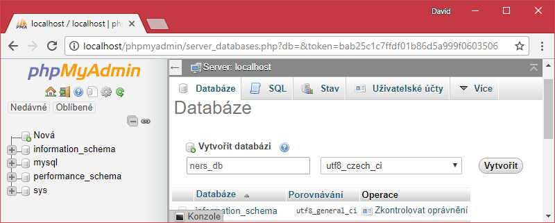 Vytvorenie databázy v phpMyAdmin - Databázy v PHP pre začiatočníkov