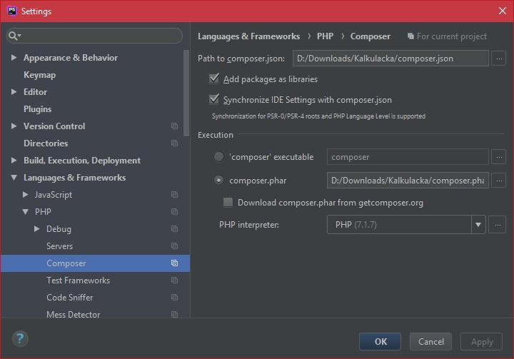 Nastavenie Composer v PhpStorm - Testovanie v PHP