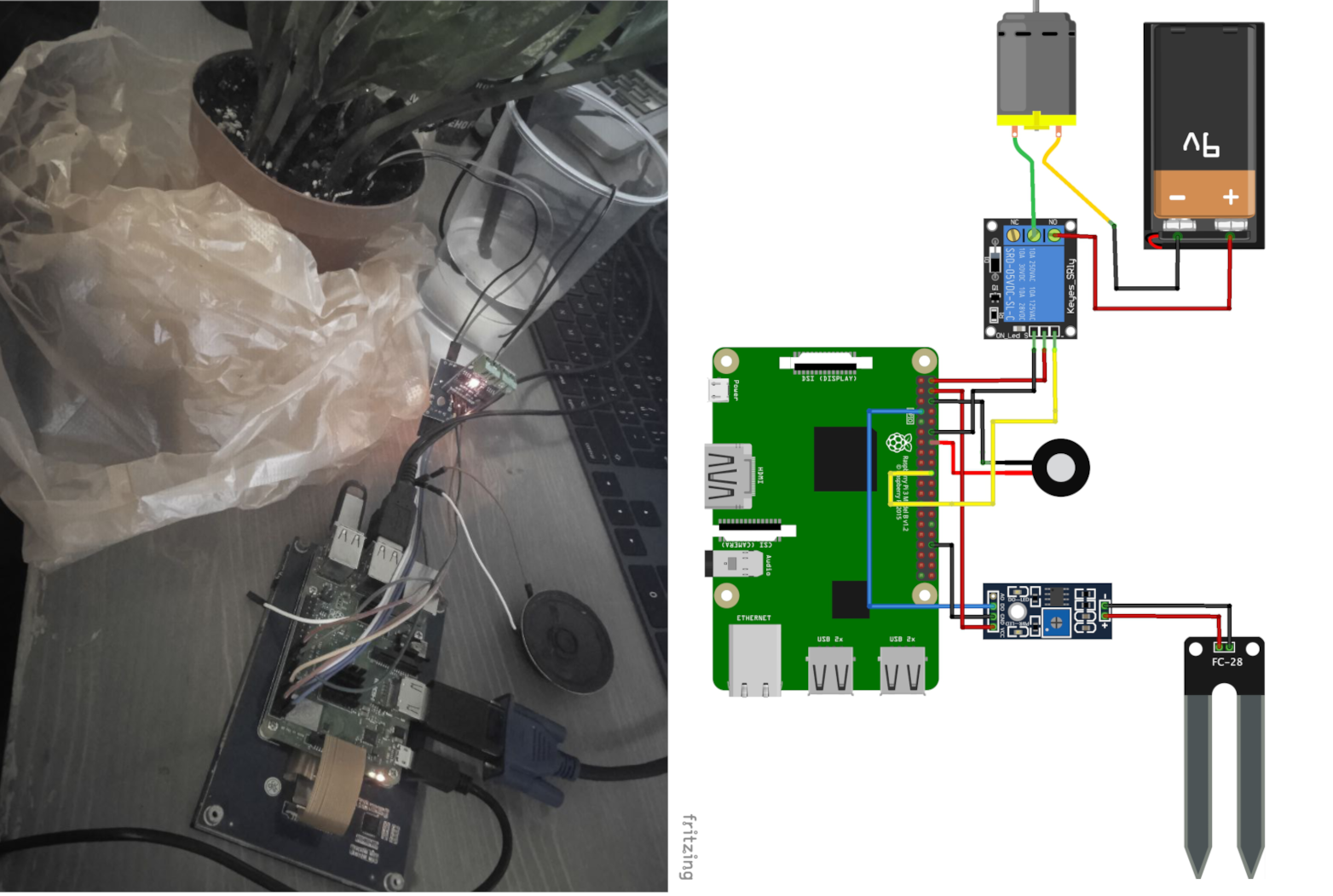 Výsledné zapojenie - Raspberry Pi