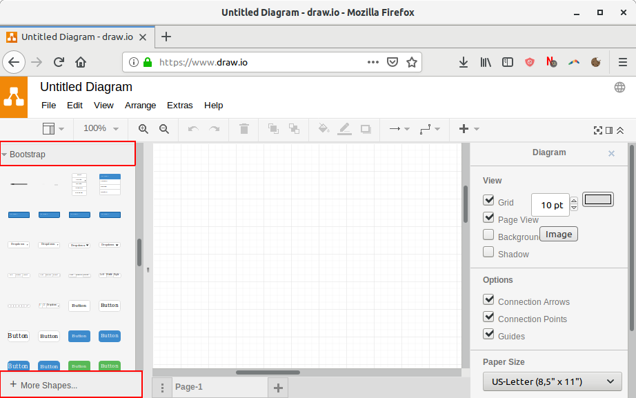 editor drawio - Tvorba Bootstrap šablóny z PSD súboru