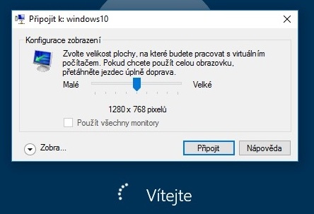 Pripojenie k virtuálnemu počítaču - Pokročilé postupy pre Windows