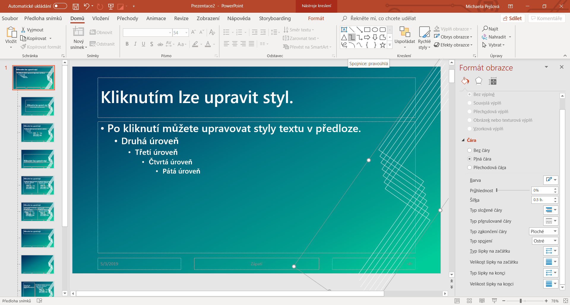 Vytvorenie ornamentu v predlohe snímky v Microsoft PowerPoint - Základy Microsoft PowerPoint