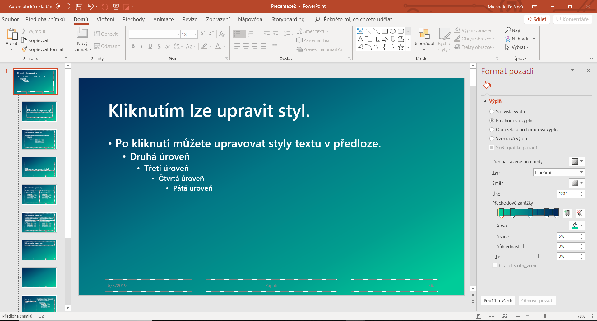 Zmena farby písma v predlohe snímky v Microsoft PowerPoint - Základy Microsoft PowerPoint