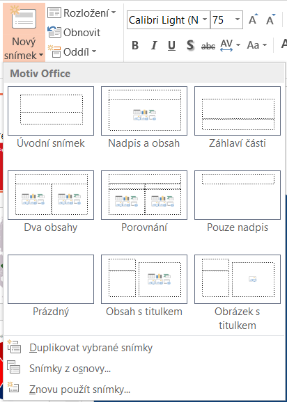 Vytvorenie nového snímky v Microsoft PowerPoint - Základy Microsoft PowerPoint