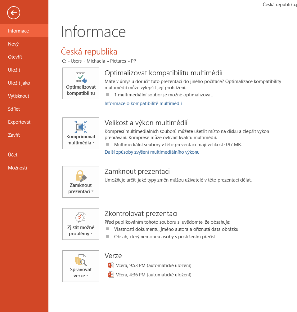 Tlačidlo Súbor v Microsoft PowerPoint - Základy Microsoft PowerPoint