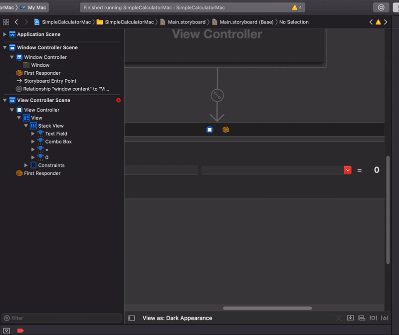 Preťahovanie komponentov z knižnice do Document Outline - Vyvíjame MacOS aplikácie vo Swift