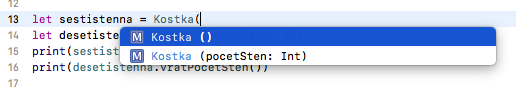 Napovedanie preťaženie metód v Xcode - Objektovo orientované programovanie vo Swift
