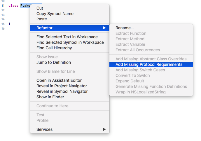 Automatická implementácia Swift protokolov v Xcode - Objektovo orientované programovanie vo Swift