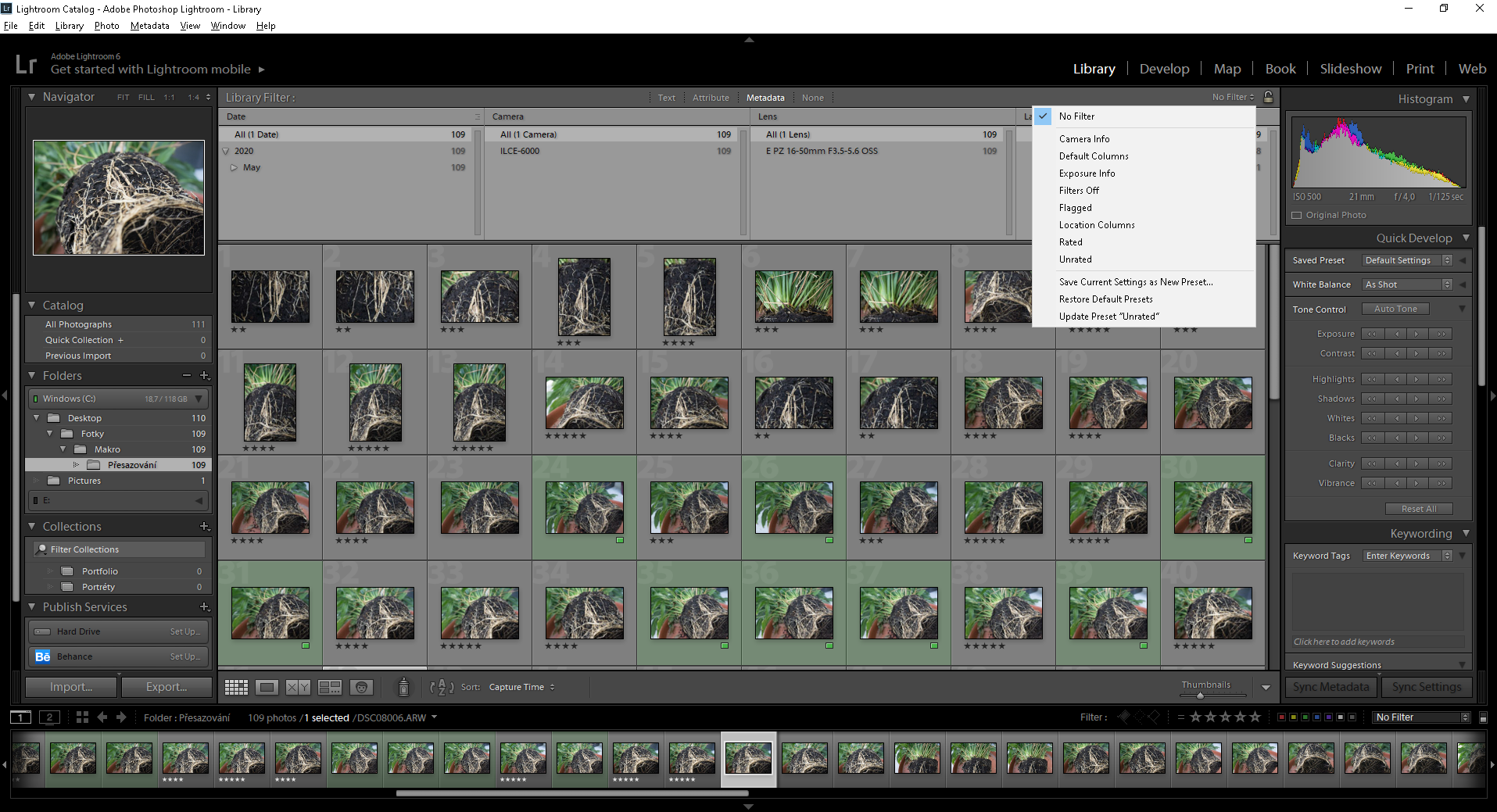 Lightroom metadáta - Adobe Lightroom - Proces postprodukcia