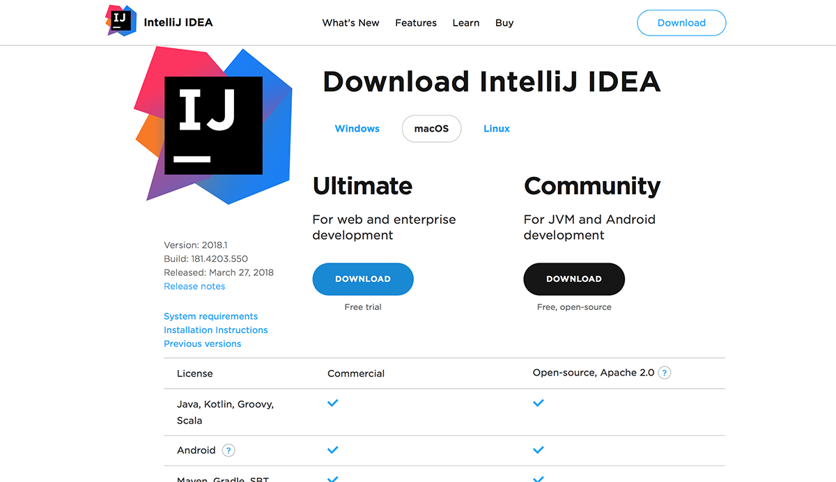 Stiahnutie IDE IntelliJ - Základné konštrukcie jazyka Kotlin