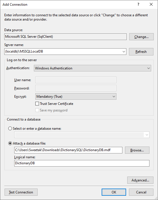 Pridanie LocalDB na server MSSQLLocalDB - Databázy v C# - ADO.NET