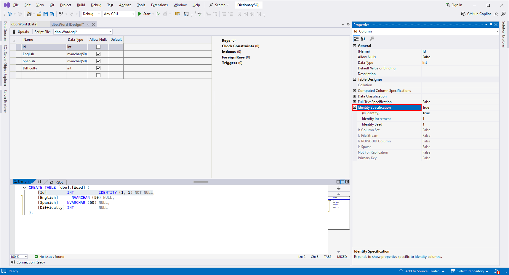 table properties - Databázy v C# - ADO.NET