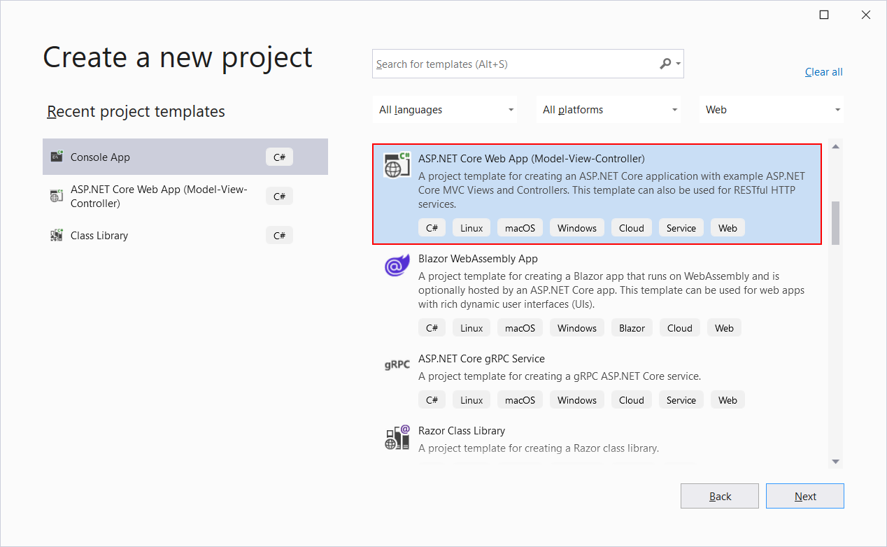 Vytvorenie ASP.NET Core MVC projektu vo Visual Studio - E-shop v ASP.NET Core MVC - Základ