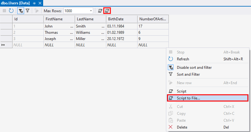 Script to File - MS-SQL databázy krok za krokom