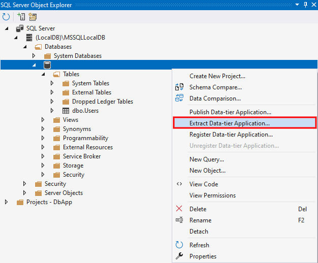 Extract Data-tier Application… - MS-SQL databázy krok za krokom