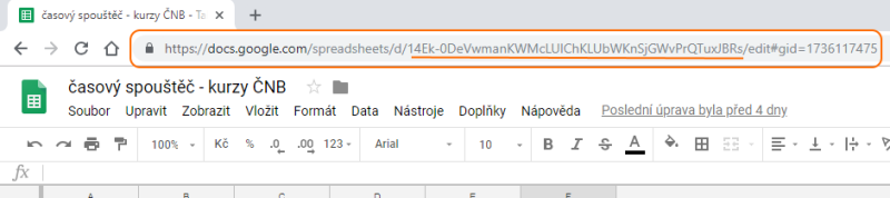 URL a ID tabuľky v Dokumentoch Google - Google API