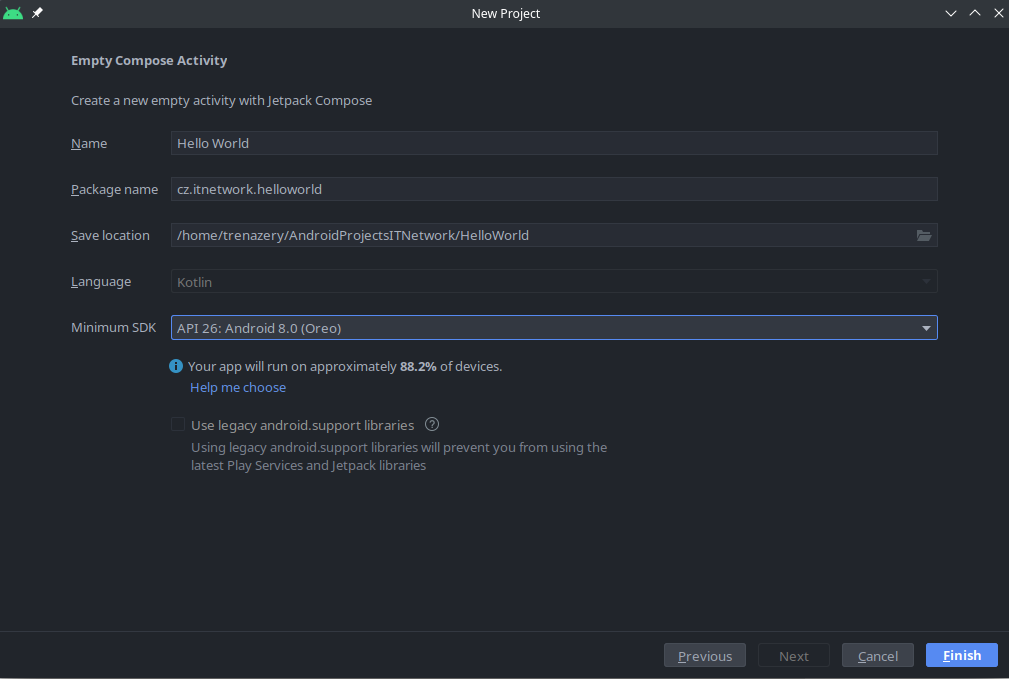 voľba SDK - Tvorba UI v Jetpack Compose