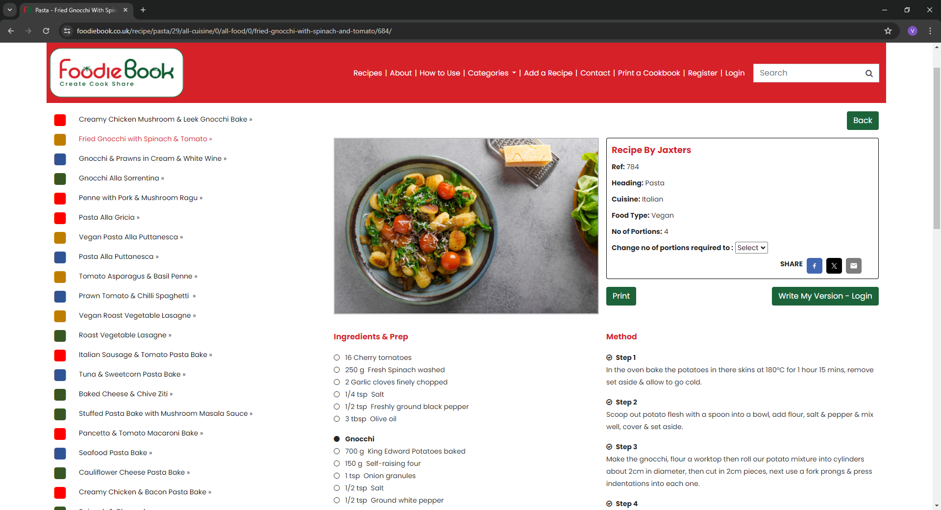 Ukážka webovej stránky s receptom - Responzívne webdesign