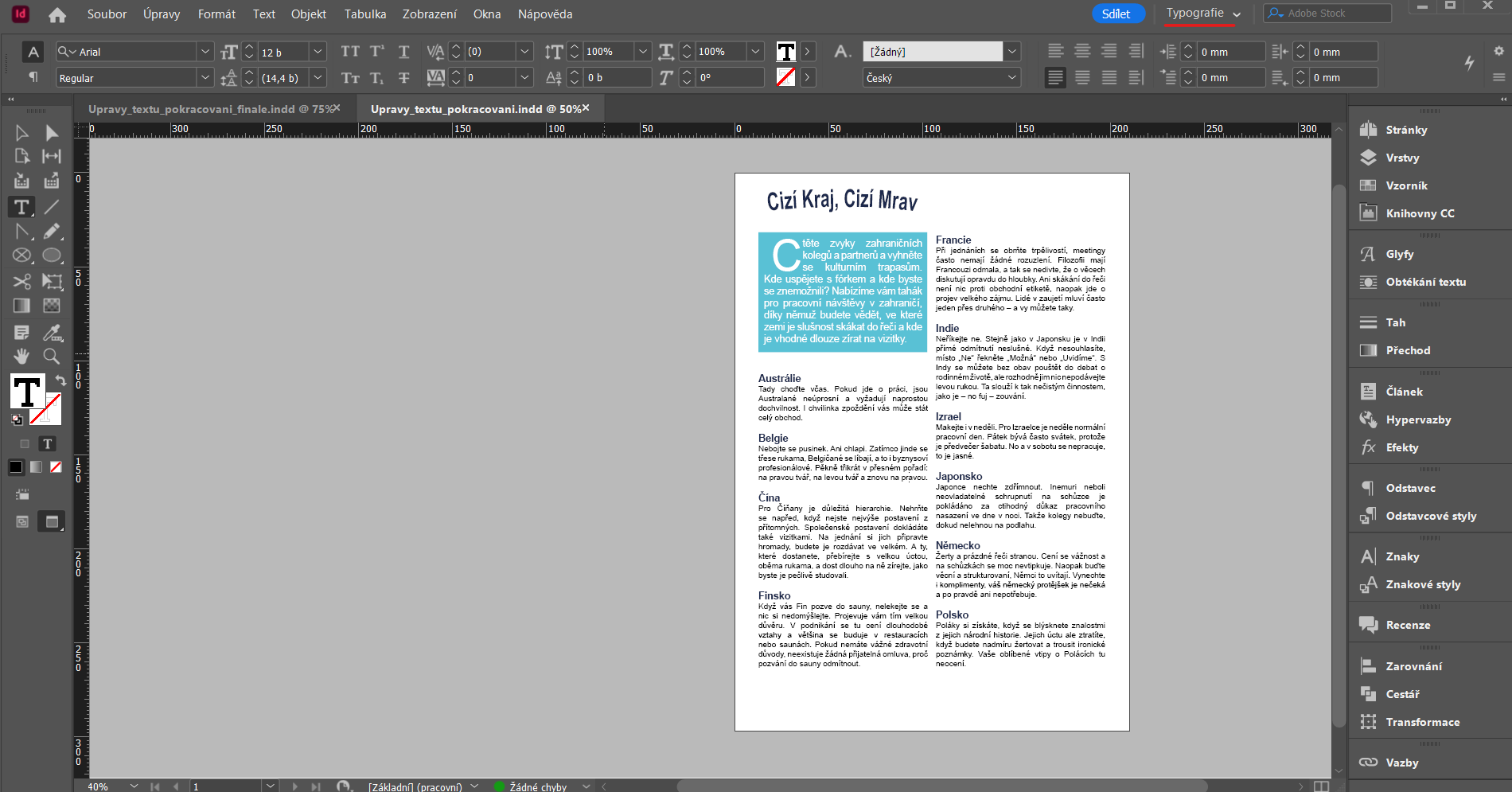 nastavenie_typografie - Pokročilá tvorba v Adobe InDesign