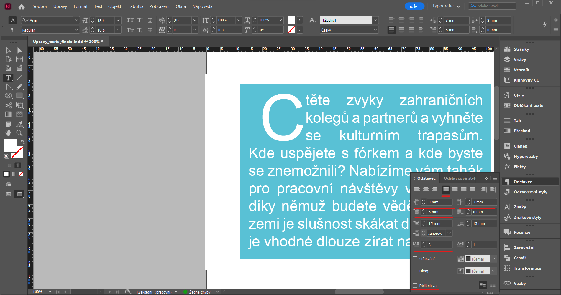 Nastaveni_hlavniho_odstavca - Pokročilá tvorba v Adobe InDesign