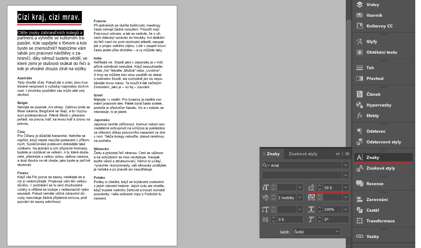 Odsadenie_nadpisu - Pokročilá tvorba v Adobe InDesign
