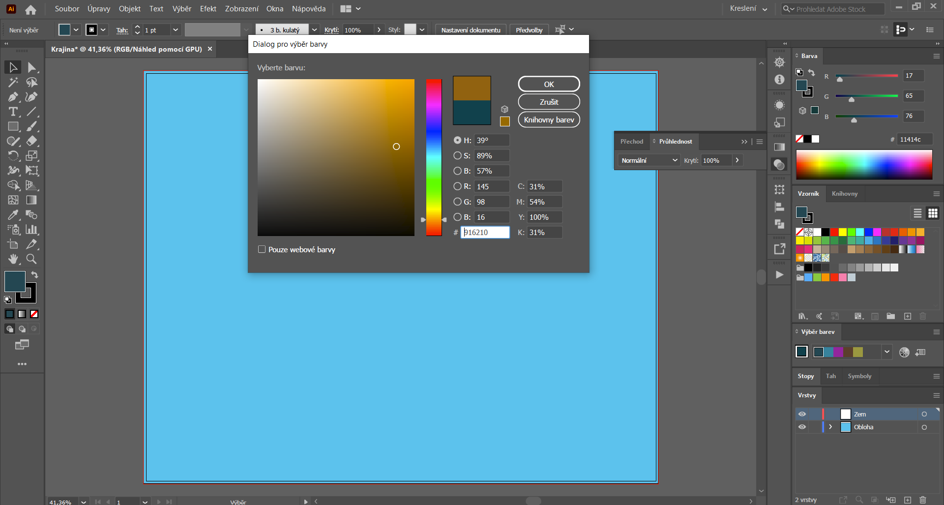 Farba zem - Základy Adobe Illustrator