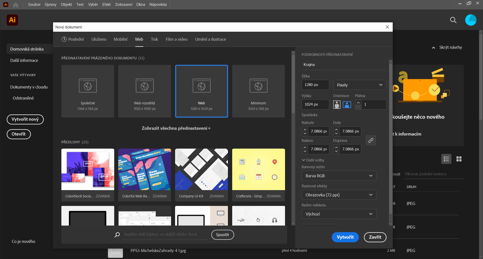 Tvorba pracovnej plochy - Základy Adobe Illustrator