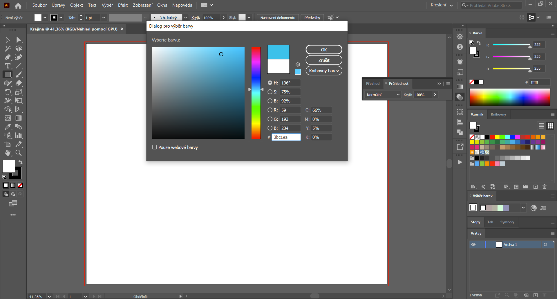 Farba obloha - Základy Adobe Illustrator