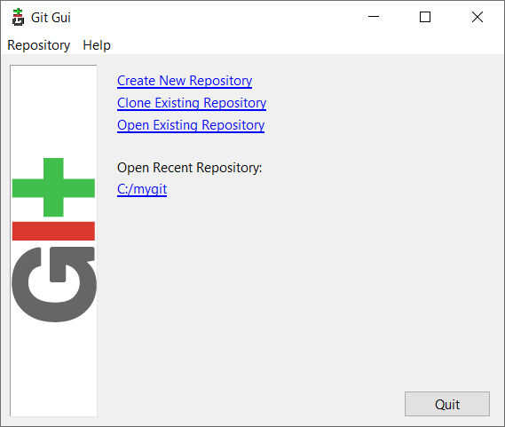 Inicializačné okno Git GUI - Git