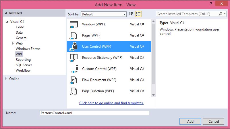 Nový User Control v C# .NET WPF - Databázy v C# - ADO.NET - Databázy v C# - ADO.NET